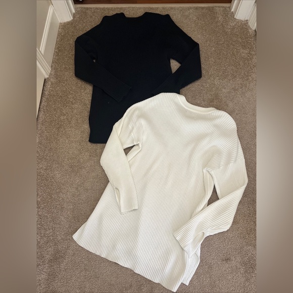 Lot Two Abercrombie Ribbed Pullover Sweaters Size Medium Black Cream Off White - Picture 10 of 11